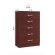 Hodedah Five Drawer Contemporary Wooden Chest in Mahogany Finish