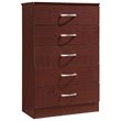 Hodedah Five Drawer Contemporary Wooden Chest in Mahogany Finish