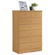 Hodedah 7 Drawer Chest with Locks on 2 Top Drawers in Beige Wood