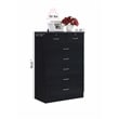 Hodedah 7 Drawer Chest with Locks on 2 Top Drawers in Black Wood