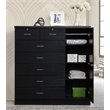 Hodedah 7 Drawer Chest with Locks on 2 Drawers and 1 Door in Black Wood