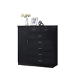 Hodedah 7 Drawer Chest with Locks on 2 Drawers and 1 Door in Black Wood