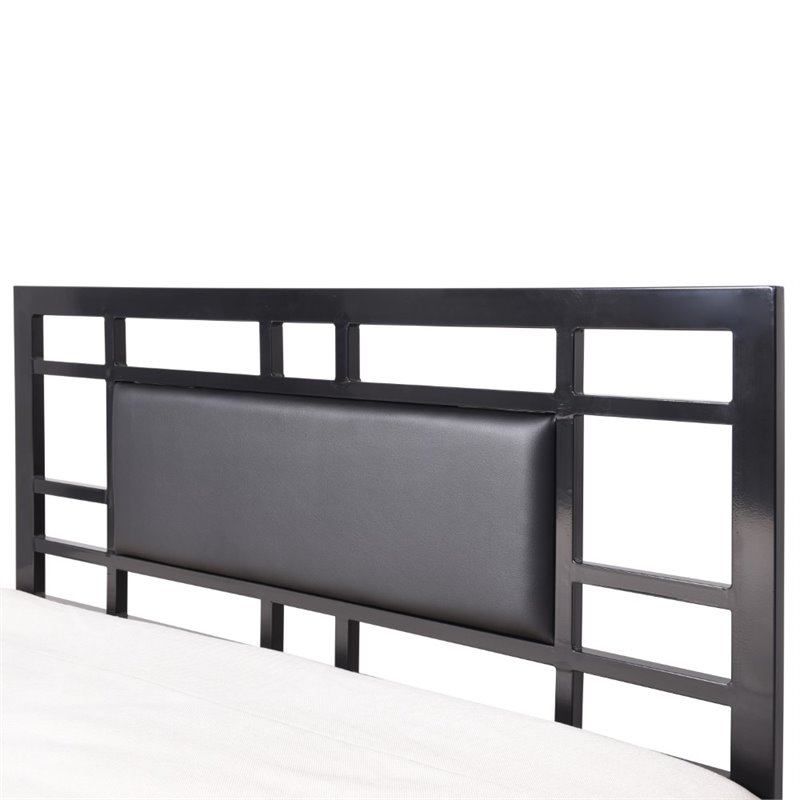 Hodedah Complete Metal Queen-Size Bed with Headboard-Footboard in Black Finish