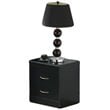 Hodedah Two Drawer Contemporary Wooden Nightstand in Black Finish