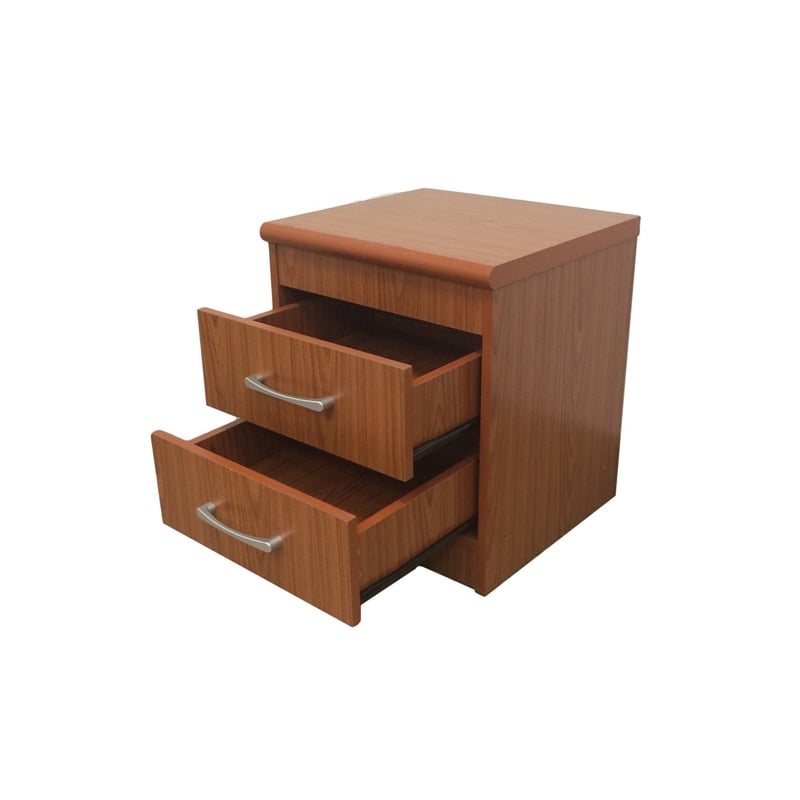 Hodedah Two Drawer Contemporary Wooden Nightstand in Cherry Finish