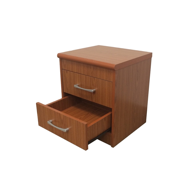 Hodedah Two Drawer Contemporary Wooden Nightstand in Cherry Finish