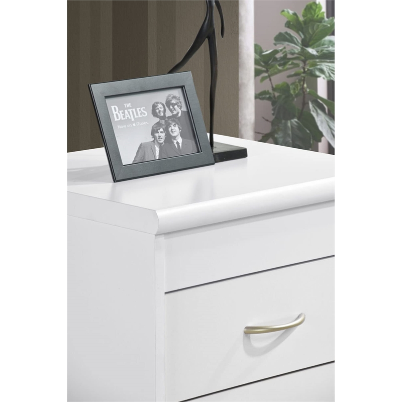Hodedah Two Drawer Contemporary Wooden Nightstand in White Finish