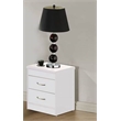 Hodedah Two Drawer Contemporary Wooden Nightstand in White Finish