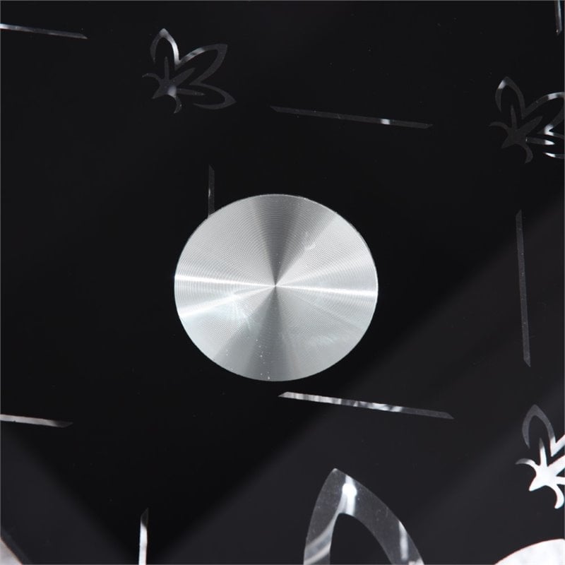 Hodedah Tempered Glass Coffee Table in Black Finish with Stainless Steel Legs