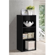 Hodedah Three Shelf Versatil Wooden Bookcase in Black Finish