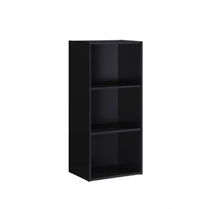 hodedah multi-purpose wooden bookcase in black
