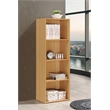 Hodedah Four Shelf Multi-Purpose Wooden Bookcase in Beige Finish
