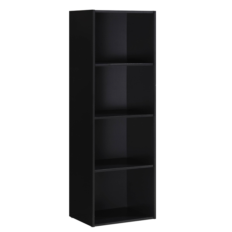 Hodedah Four Shelf MultiPurpose Wooden Bookcase in Black Finish Cymax Business