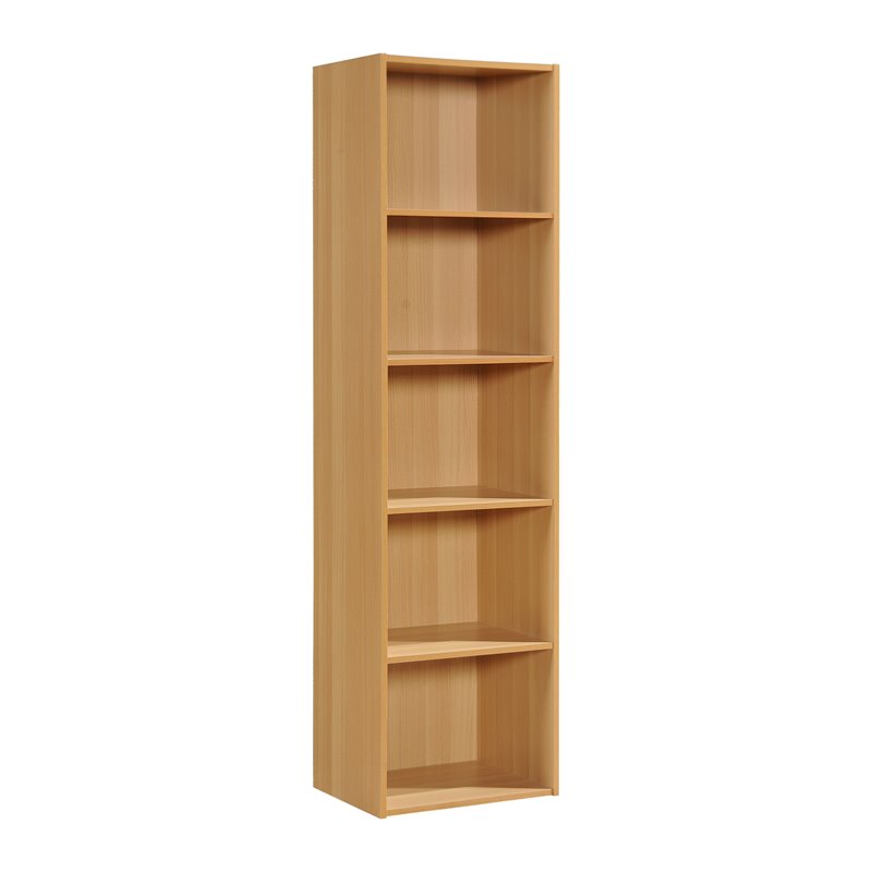 Hodedah Five Shelf MultiPurpose Wooden Bookcase in Beige Finish