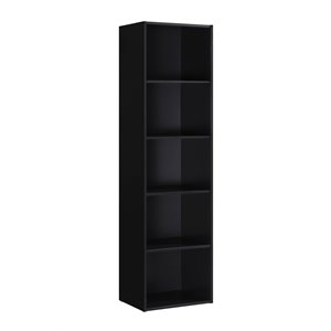 hodedah multi-purpose wooden bookcase in black