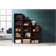 Hodedah Five Shelf Multi-Purpose Wooden Bookcase in Mahogany Finish