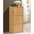 Hodedah 3 Shelf 3 Door Multi-Purpose Wooden Bookcase in Beige Finish