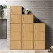 Hodedah 3 Shelf 3 Door Multi-Purpose Wooden Bookcase in Beige Finish
