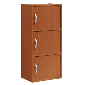 hodedah 3 shelf 3 door multi-purpose wooden bookcase