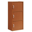 Hodedah 3 Shelf 3 Door Multi-Purpose Wooden Bookcase in Cherry Finish
