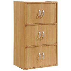 hodedah 3 shelf 6 door multi-purpose wooden bookcase