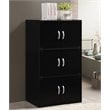 Hodedah 3 Shelf 6 Door Multi-Purpose Wooden Bookcase in Black Finish
