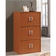 Hodedah 3 Shelf 6 Door Multi-Purpose Wooden Bookcase in Cherry Finish