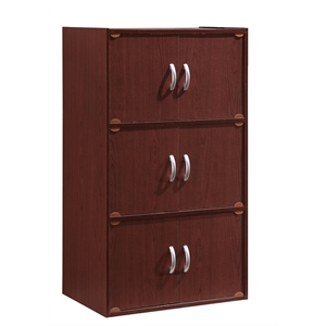 hodedah 3 shelf 6 door multi-purpose wooden bookcase