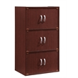Hodedah 3 Shelf 6 Door Multi-Purpose Wooden Bookcase in Mahogany Finish