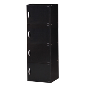 hodedah multi-purpose wooden door bookcase in black