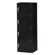 Hodedah 4 Shelf 4 Door Multi-Purpose Wooden Bookcase in Black Finish