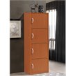 Hodedah 4 Shelf 4 Door Multi-Purpose Wooden Bookcase in Cherry Finish