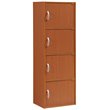 Hodedah 4 Shelf 4 Door Multi-Purpose Wooden Bookcase in Cherry Finish