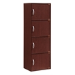 Hodedah 4 Shelf 4 Door Multi-Purpose Wooden Bookcase in Mahogany Finish