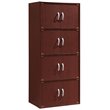 Hodedah 4 Shelf 8 Door Versatil Wooden Bookcase Cabinet in Mahogany Finish