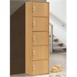 Hodedah 5 Shelf 5 Door Multi-Purpose Wooden Bookcase in Beige Finish