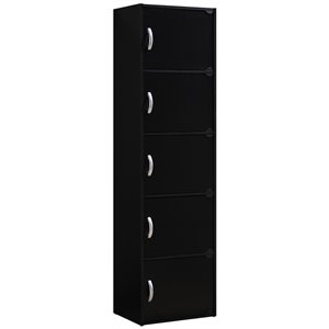 hodedah multi-purpose wooden door bookcase in black