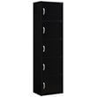 Hodedah 5 Shelf 5 Door Multi-Purpose Wooden Bookcase in Black Finish