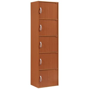 hodedah multi-purpose wooden door bookcase in cherry