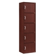 Hodedah 5 Shelf 5 Door Multi-Purpose Wooden Bookcase in Mahogany Finish