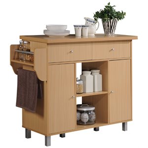 hodedah kitchen island with spice rack and towel holder