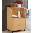 Hodedah Modern Wooden Microwave Kitchen Cart in Beige Finish