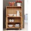 Hodedah Modern Wooden Microwave Kitchen Cart in Beige Finish