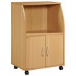 Hodedah Modern Wooden Microwave Kitchen Cart in Beige Finish