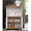 Hodedah Modern Wooden Microwave Kitchen Cart in White Finish