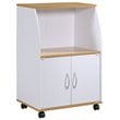 Hodedah Modern Wooden Microwave Kitchen Cart in White Finish