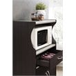 Hodedah Microwave Contemporary Wooden Kitchen Cart in Chocolate-Grey Finish