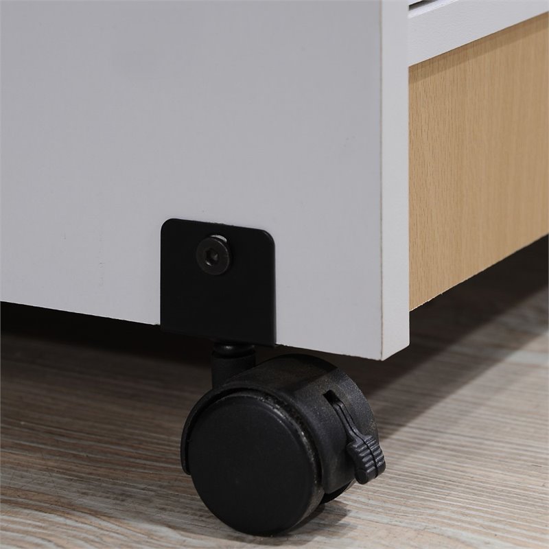 Hodedah Microwave Contemporary Wooden Kitchen Cart in White Finish