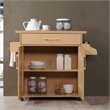 Hodedah Kitchen Island with Spice Rack plus Towel Holder in Beige Wood