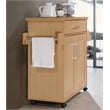 Hodedah Kitchen Island with Spice Rack plus Towel Holder in Beige Wood